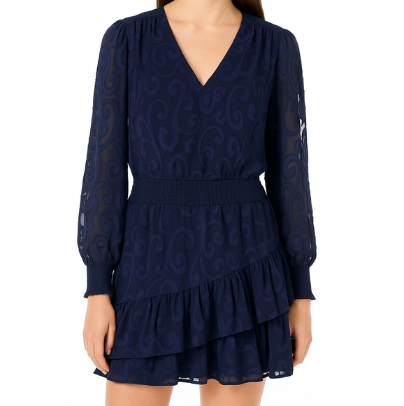 Lilly Pulitzer Cristiana Preppy Fall Party Mini Dress Navy Blue Swirl Size 4 - Picture 1 of 12